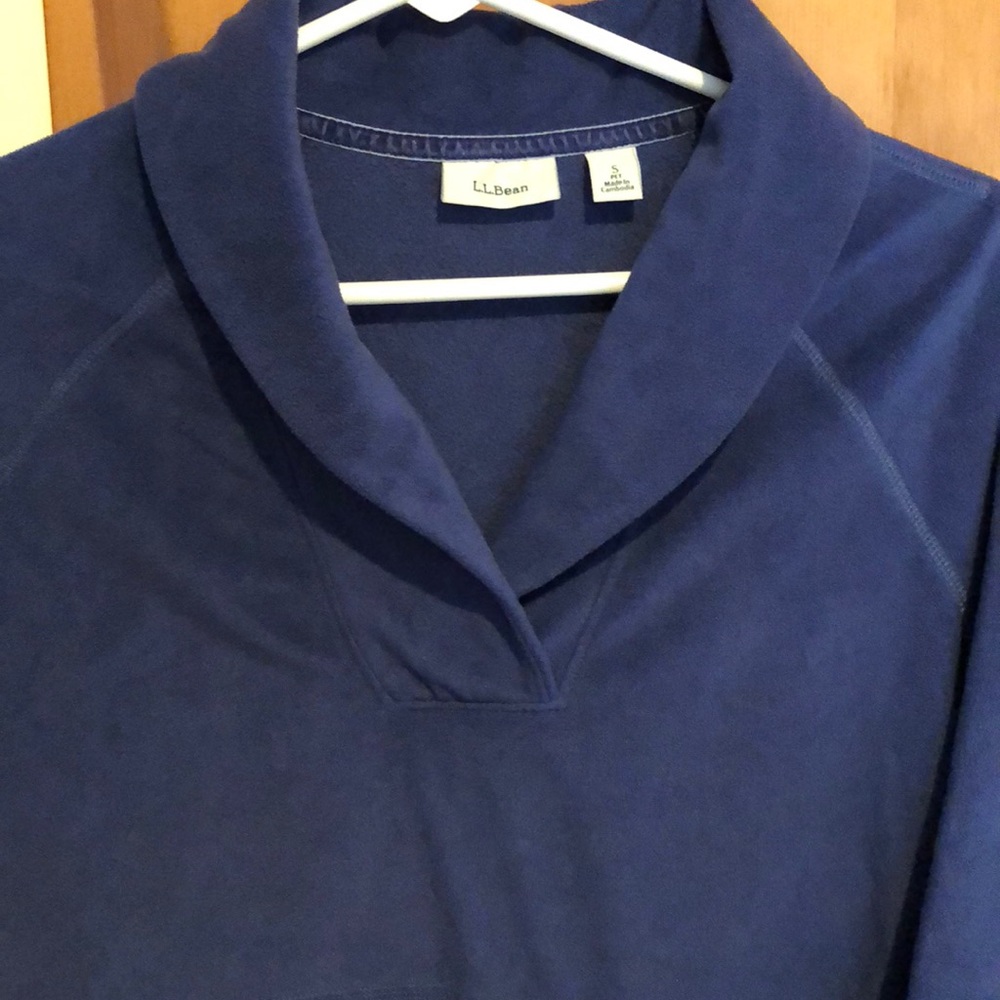 LL Bean Fleece Comfy Cowl Neck, Sz SP Blue - Picture 3 of 6